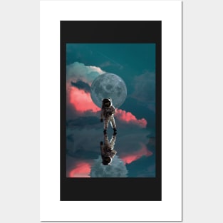 Astronaut on the moon Posters and Art
